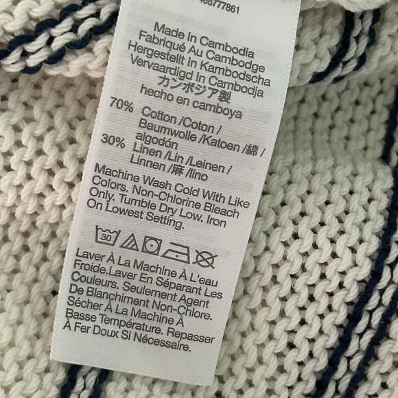 Madewell Women's Puff Trim Sweater Vest in Navy Stripe Relaxed M Medium New - Picture 9 of 9